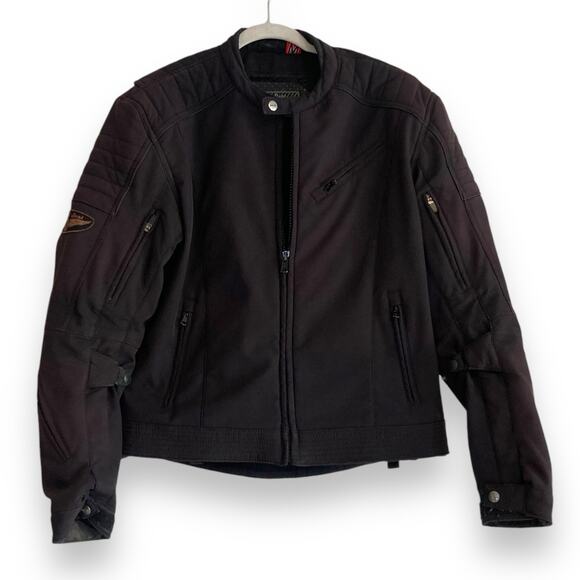 Mens Street & Steel Black Padded Full Zip Biker Bomber Jacket Size Medium - Picture 1 of 16